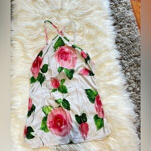 White & Pink Floral Print Top